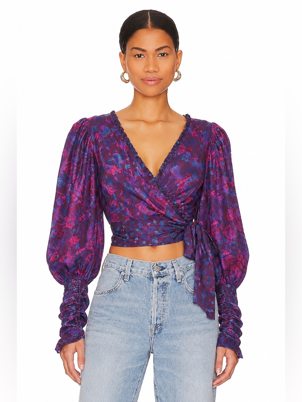 For love & lemons Wrap tie top silk satin retro bohemian indie Anthropologie